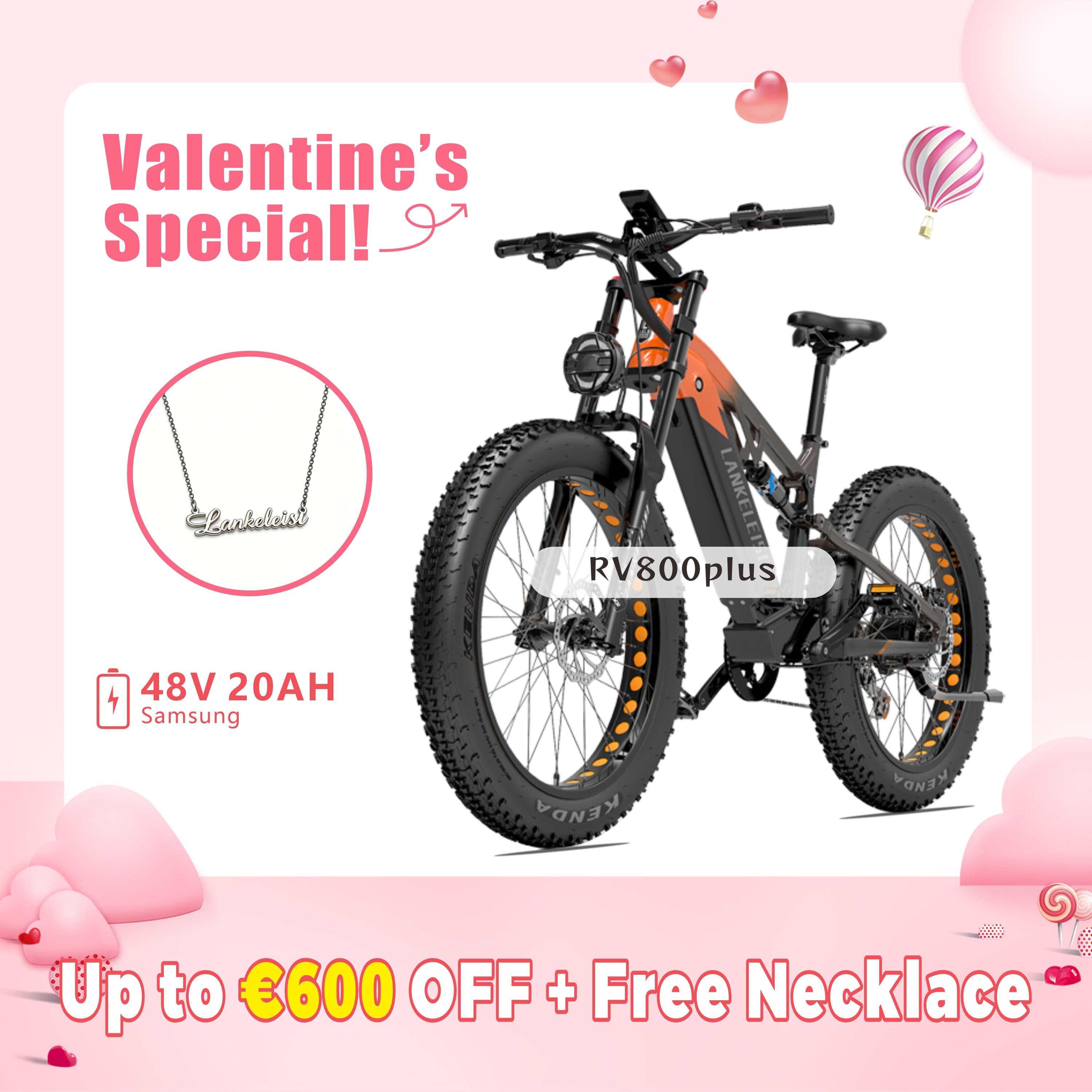 LANKELEISI RV800 Plus Mountain bike elettrica con motore Bafang da 750 W di alta qualità