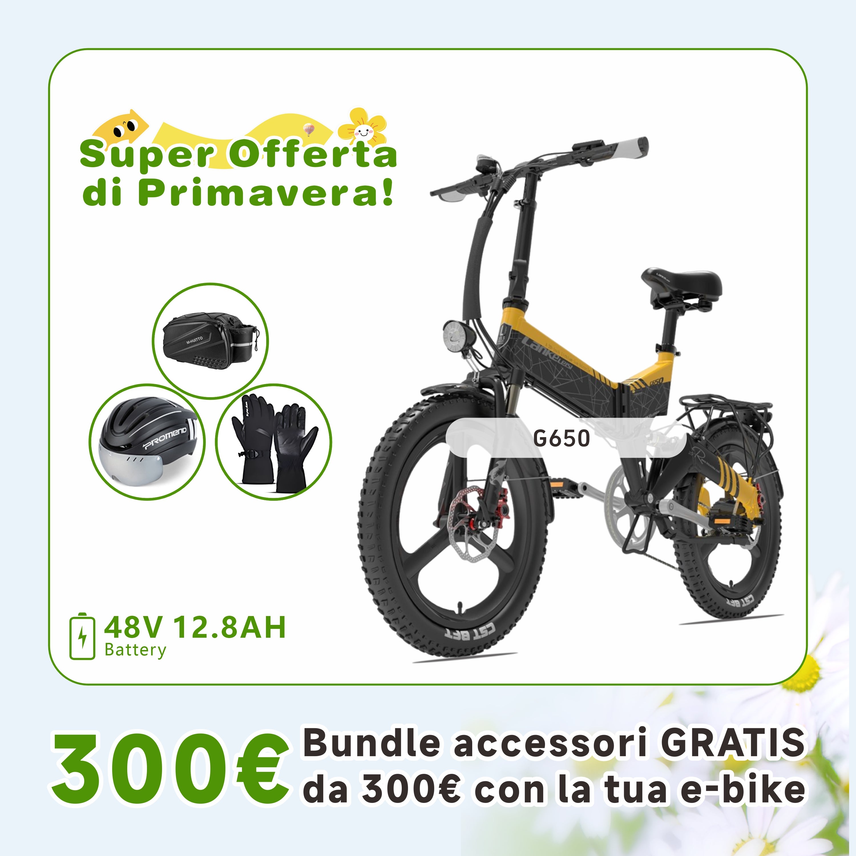 LANKELEISI G650 500W City Bike Elettrica Pieghevole
