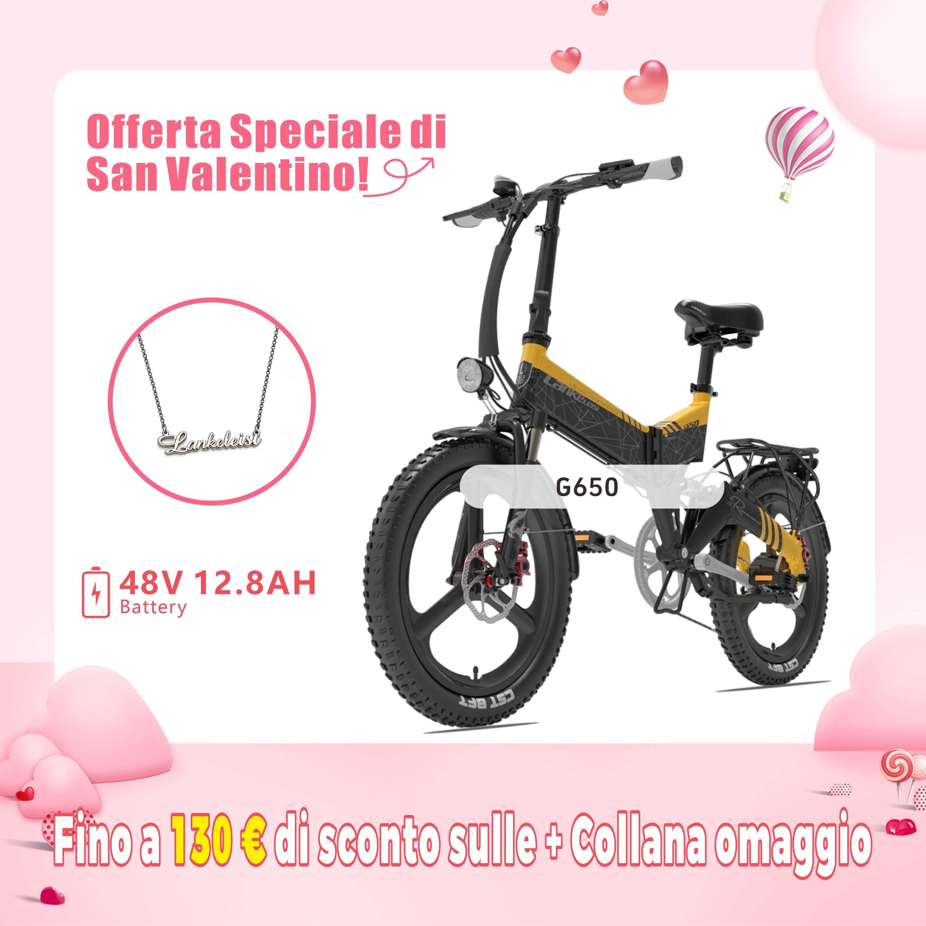 LANKELEISI G650 500W City Bike Elettrica Pieghevole