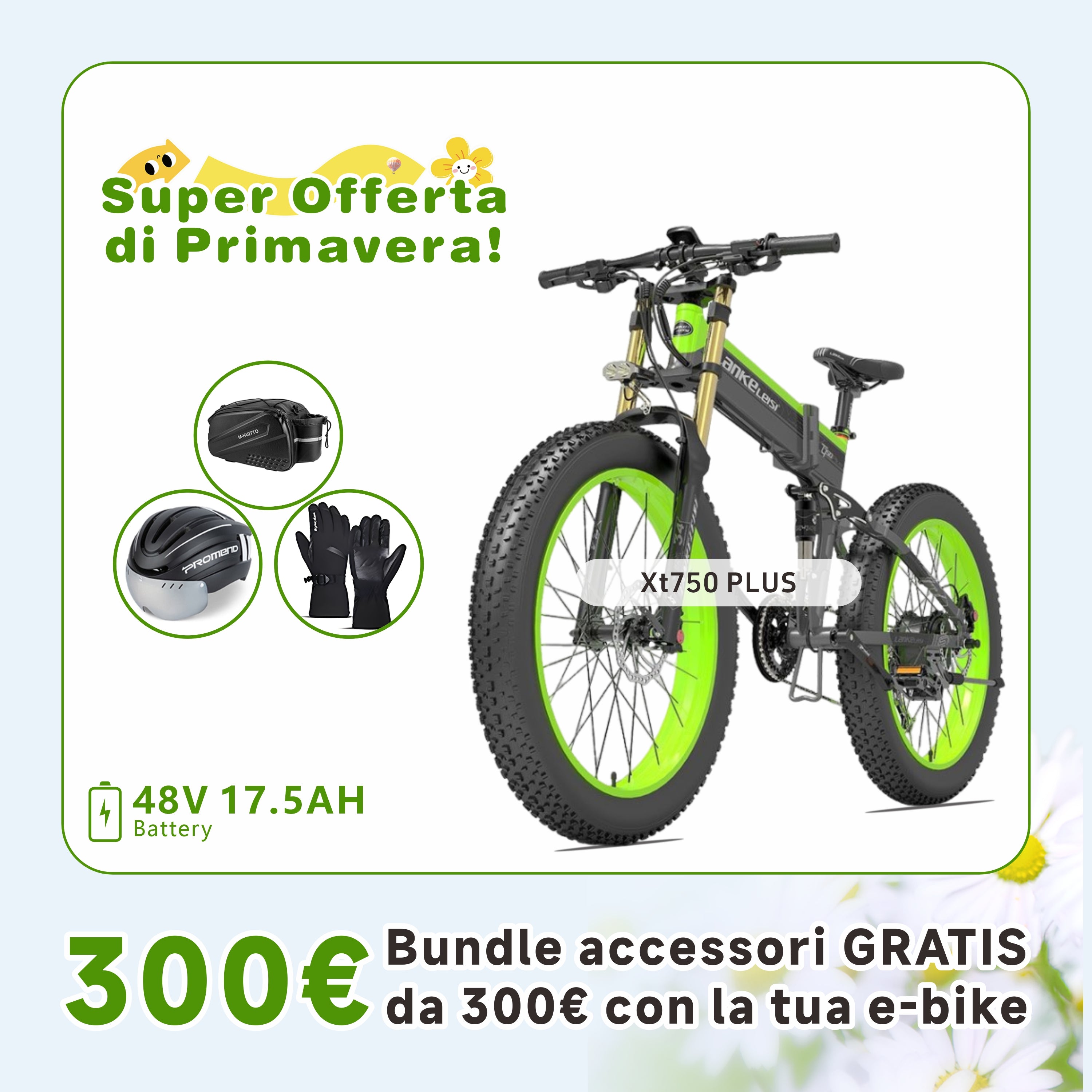 【Pre-vendita】LANKELEISI XT750 PLUS BIG FORK Fat Tire Mountain Bike elettrica
