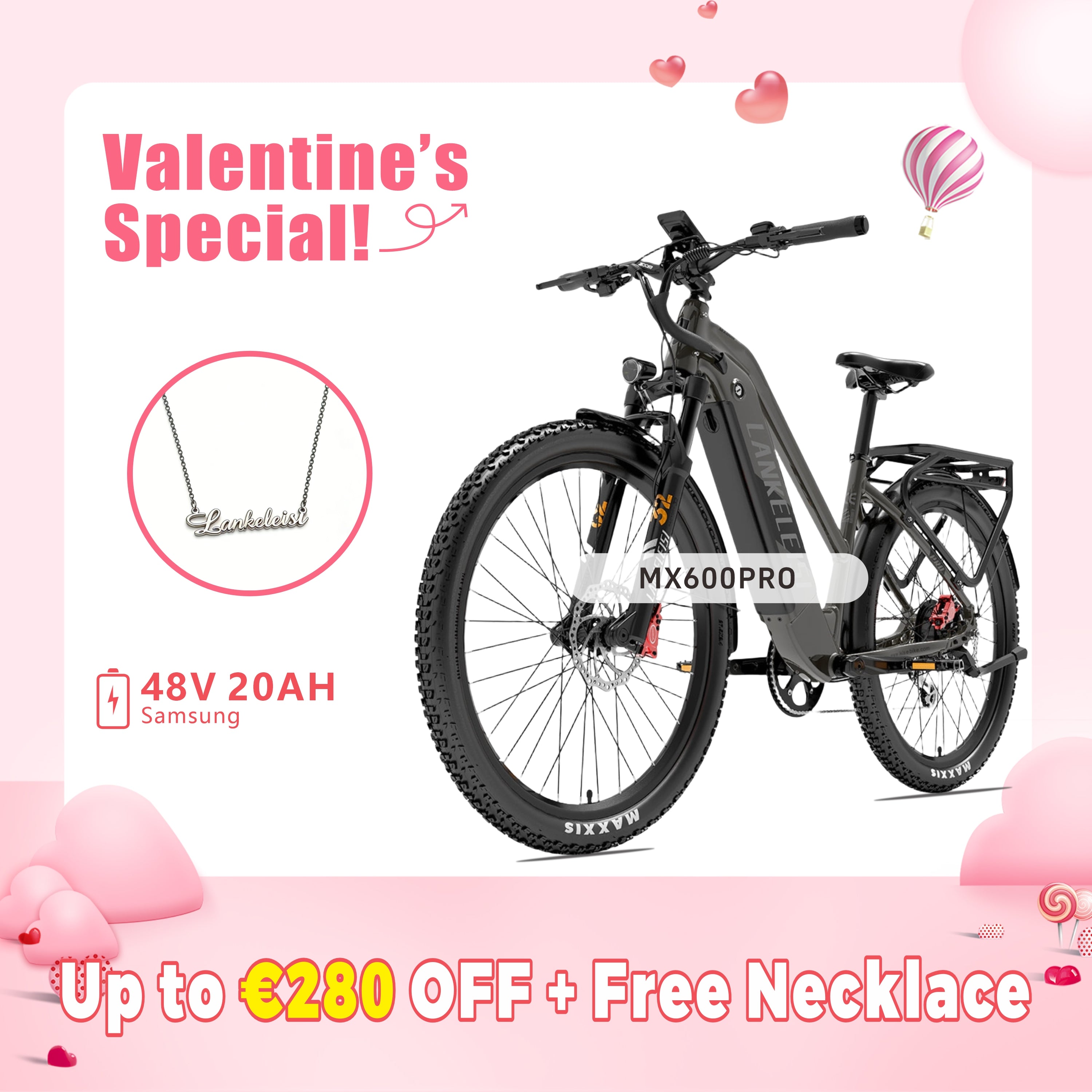 LANKELEISI MX600PRO 500W 27.5" Bicicletta elettrica da trekking 20Ah City Bike elettrica