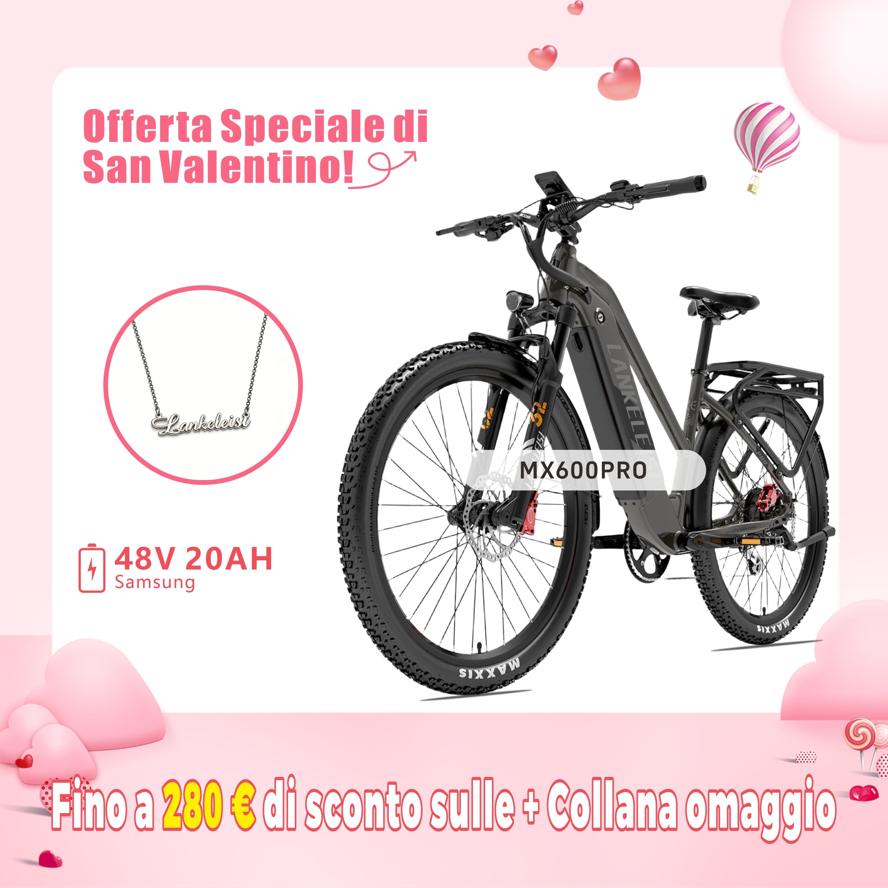 LANKELEISI MX600PRO 500W 27.5" Bicicletta elettrica da trekking 20Ah City Bike elettrica