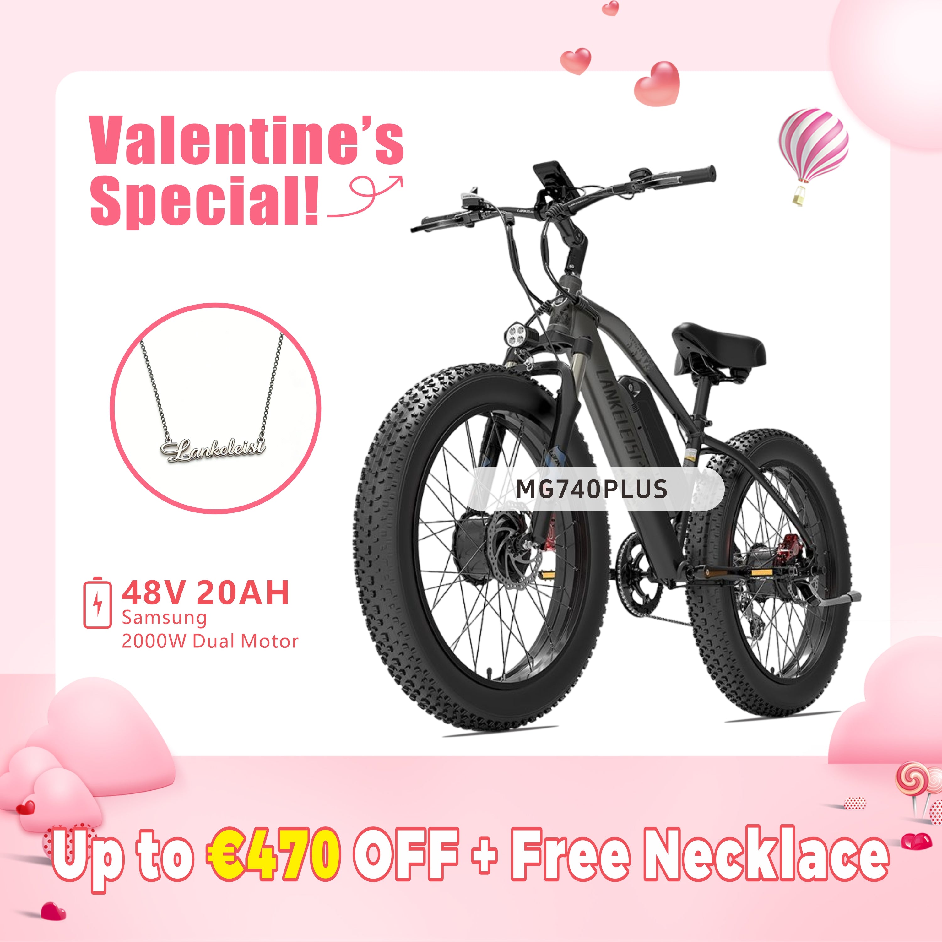 LANKELEISI MG740PLUS Bici elettrica fuoristrada a doppio motore