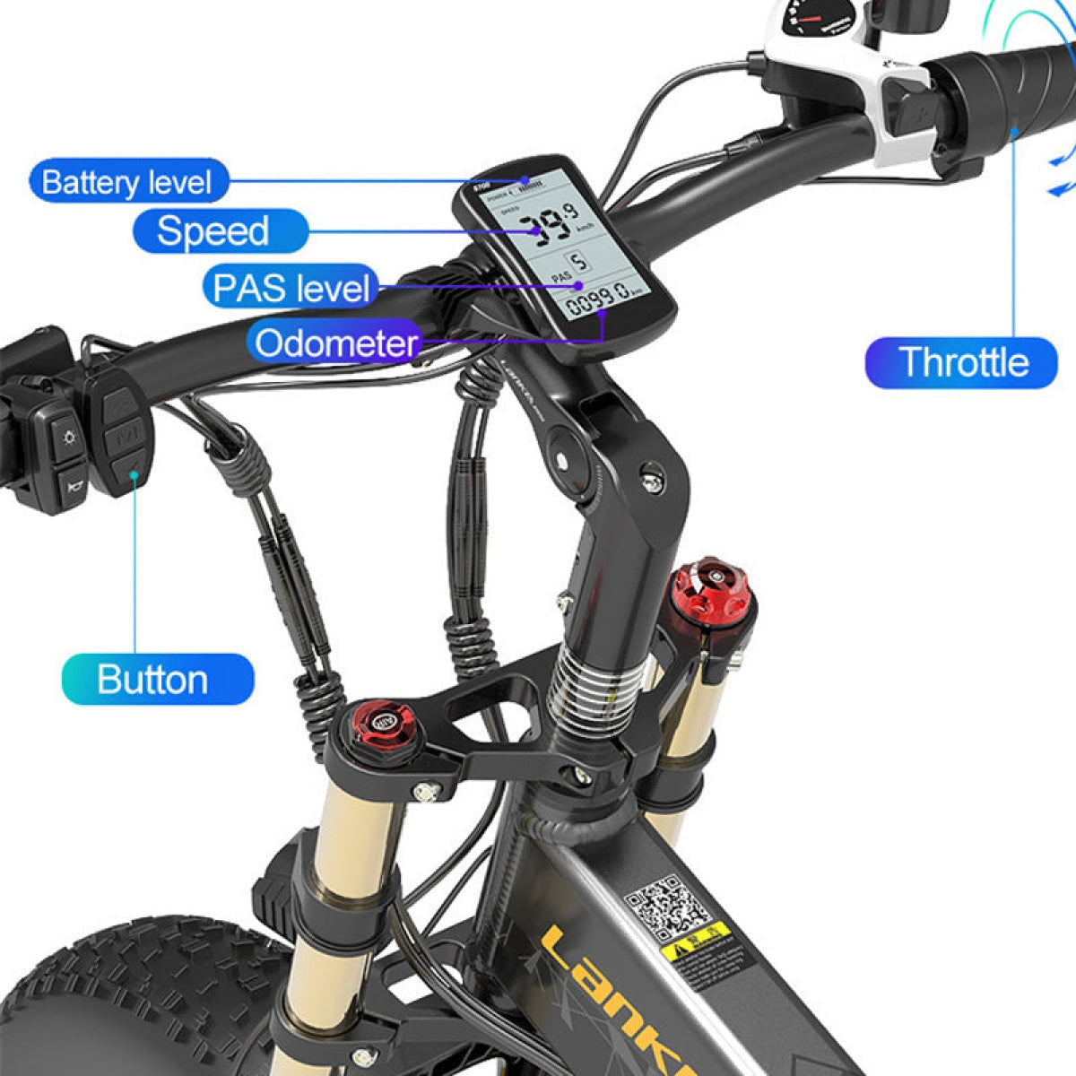 Manubrio di e-bike con display LCD e acceleratore