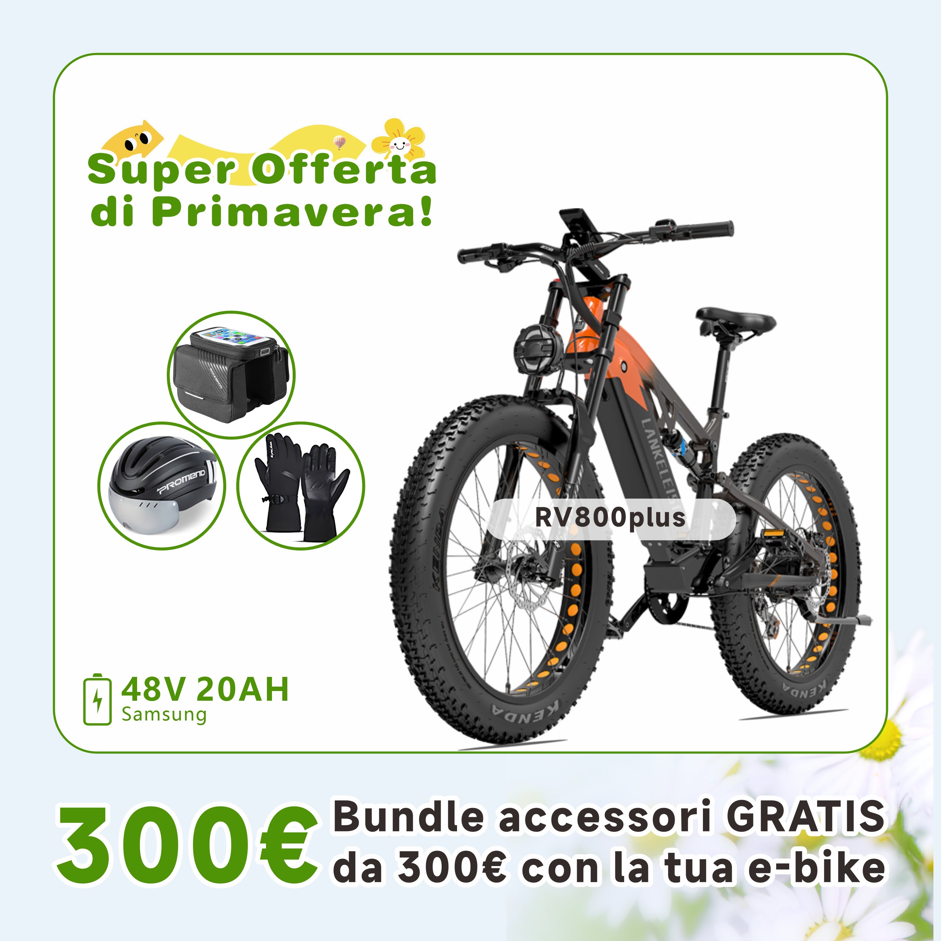 LANKELEISI RV800 Plus Mountain bike elettrica con motore Bafang da 750 W di alta qualità