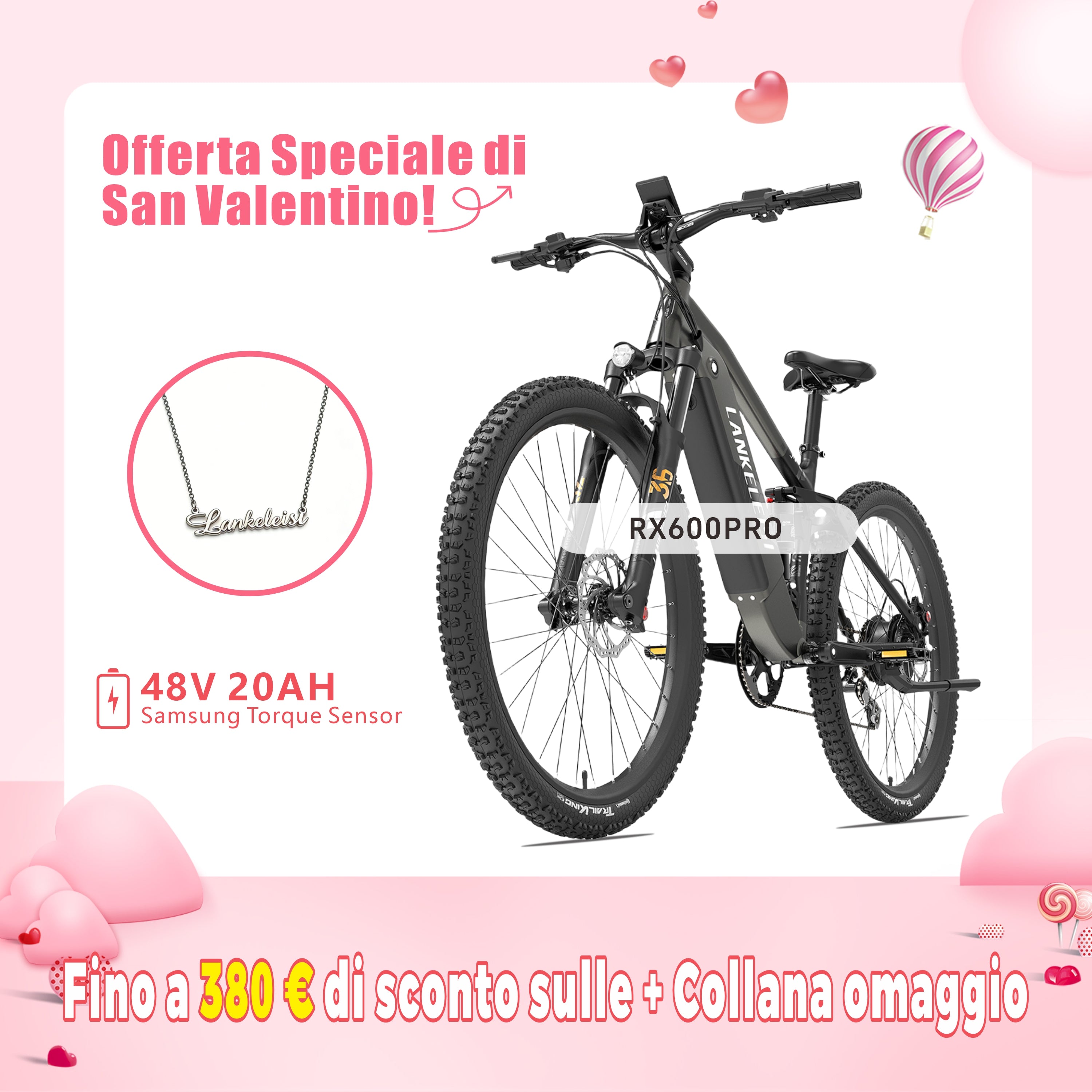 【Pre-vendita】LANKELEISI RX600PRO Bici elettrica da montagna (nuovi arrivi)