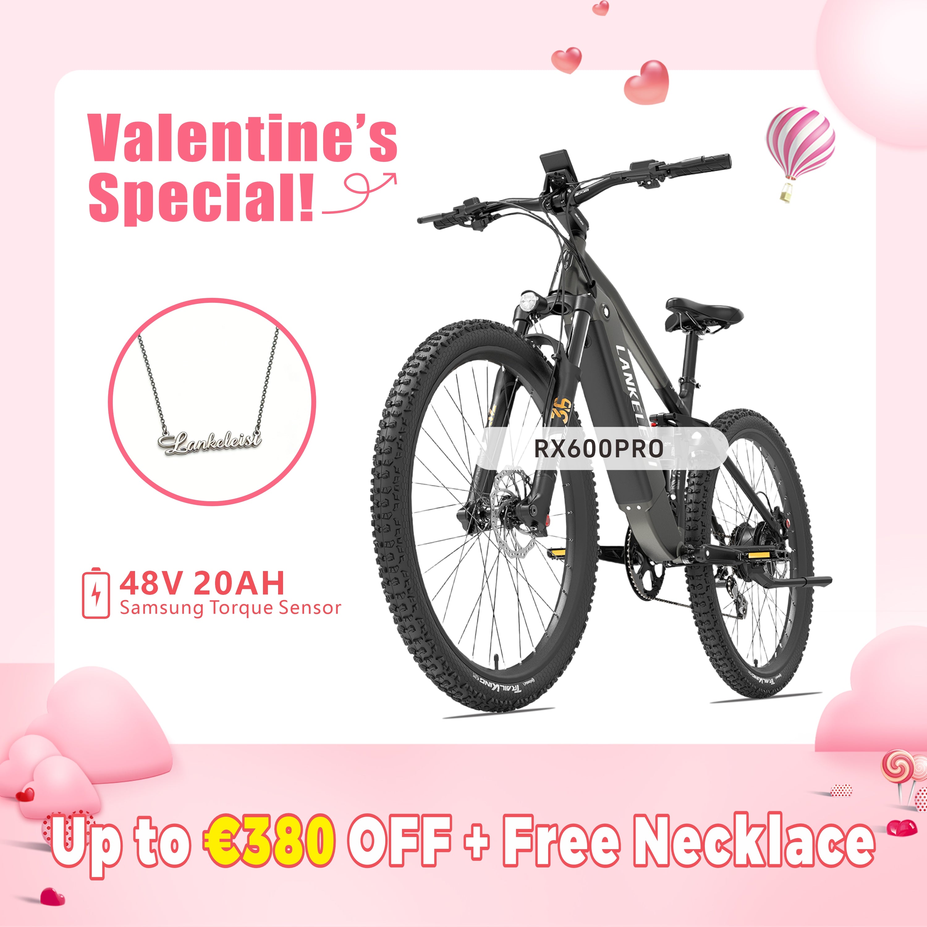 【Pre-vendita】LANKELEISI RX600PRO Bici elettrica da montagna (nuovi arrivi)