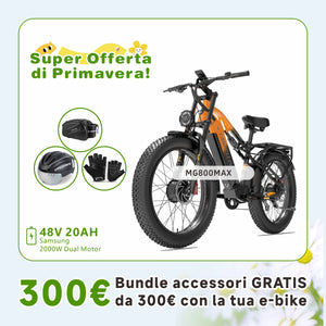 LANKELEISI MG800Max 2000W Doppio Motore 26″ Pneumatici Fat Bici Elettrica All Terrain
