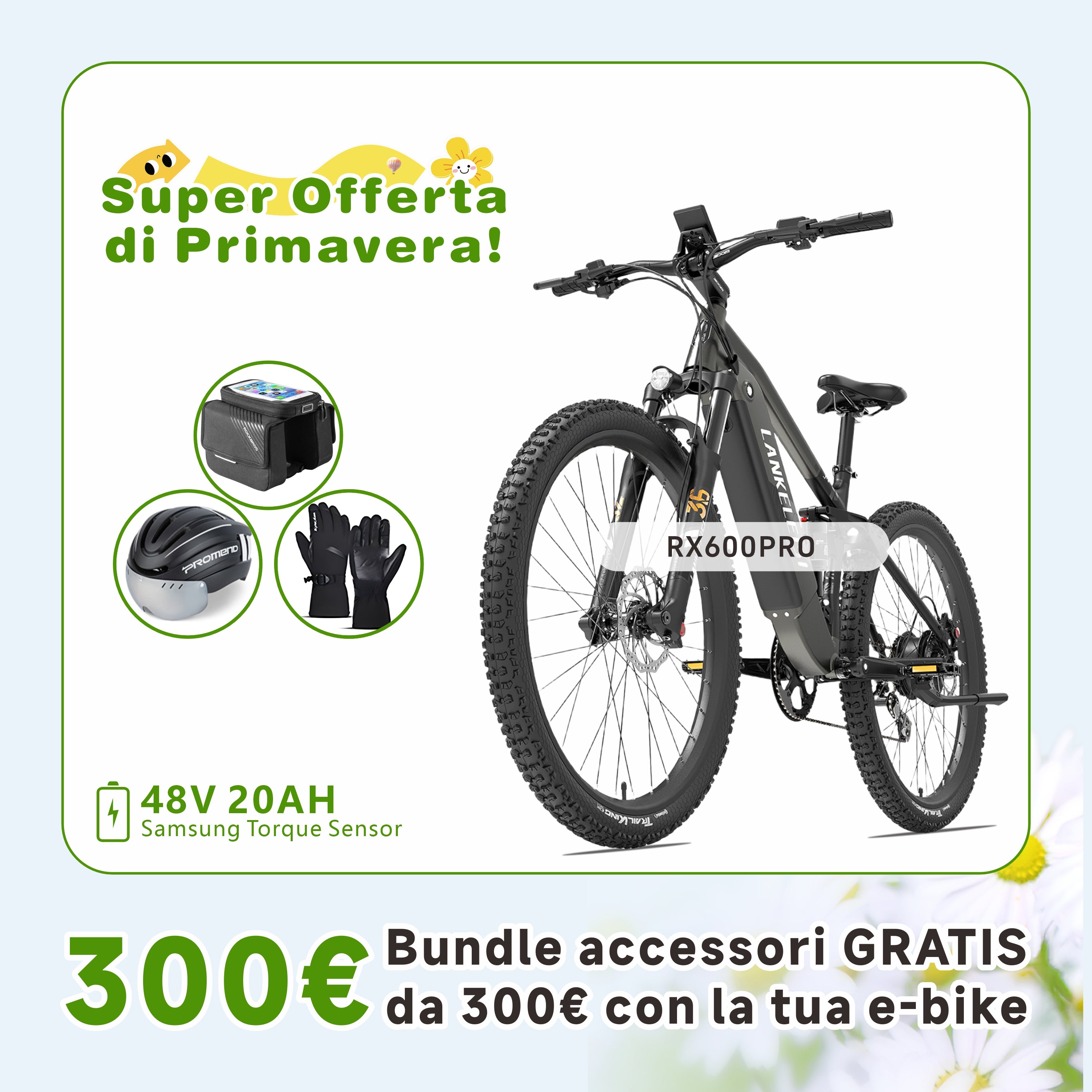 LANKELEISI RX600PRO Bici elettrica da montagna