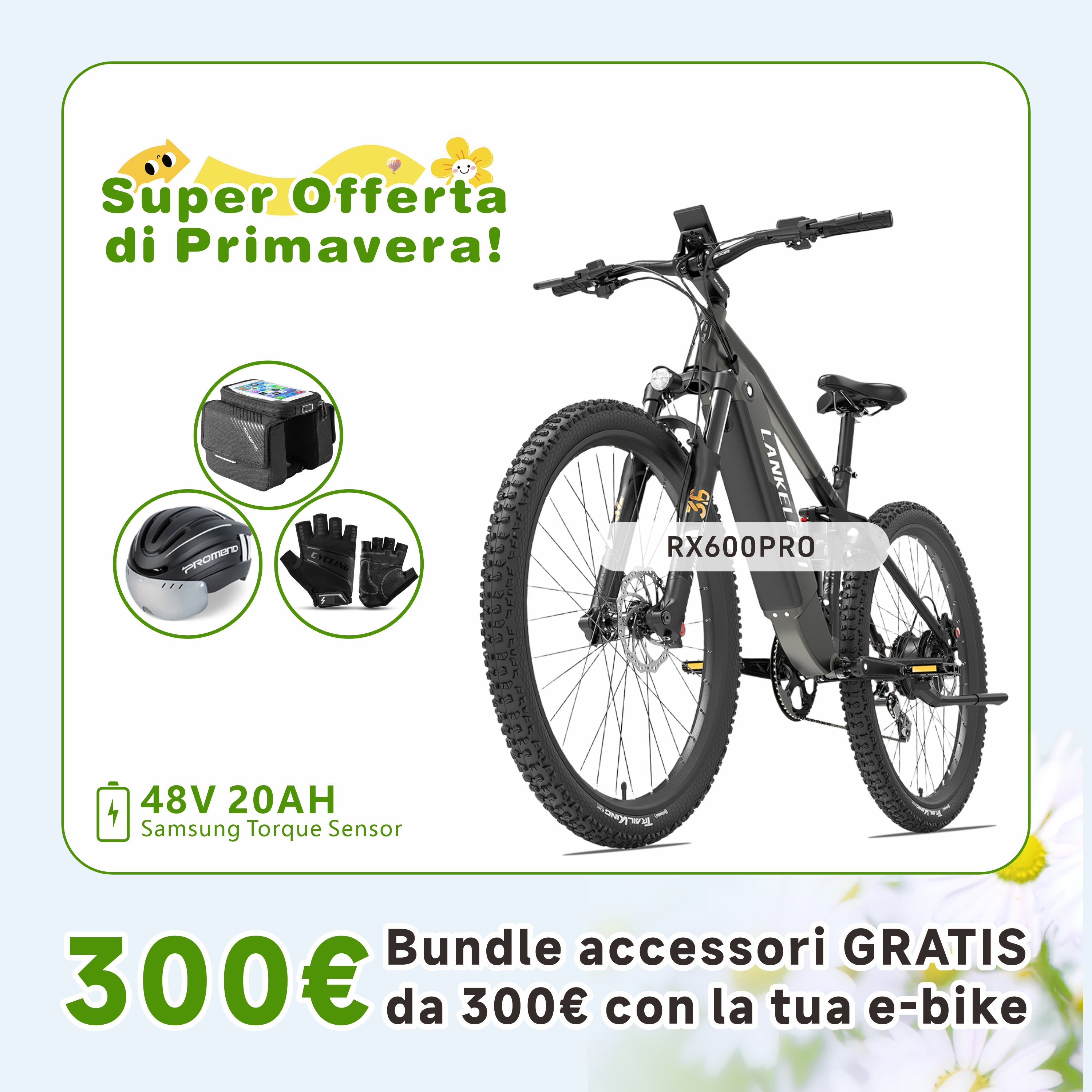 LANKELEISI RX600PRO Bici elettrica da montagna