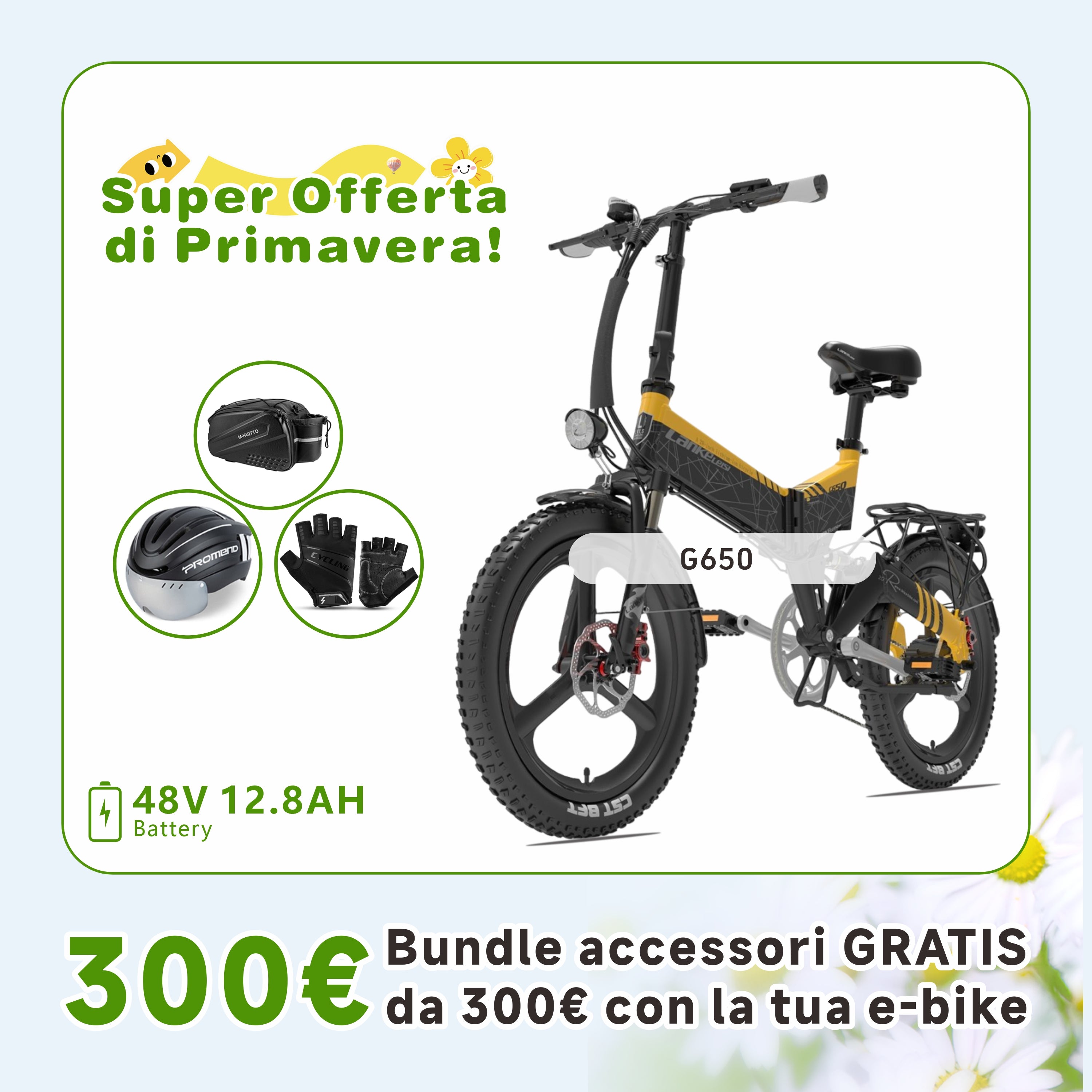 LANKELEISI G650 500W City Bike Elettrica Pieghevole