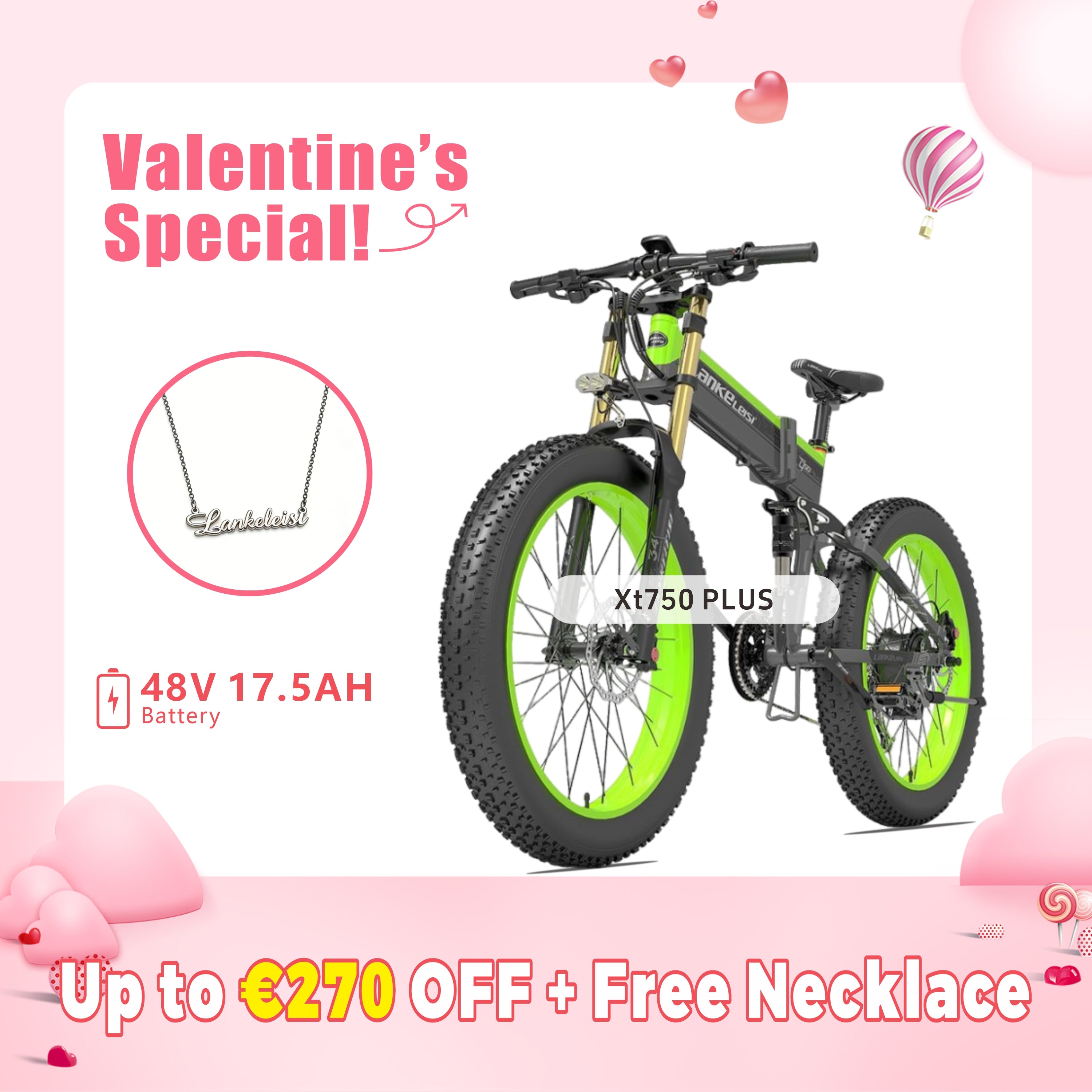 LANKELEISI XT750 PLUS BIG FORK Fat Tire Mountain Bike elettrica