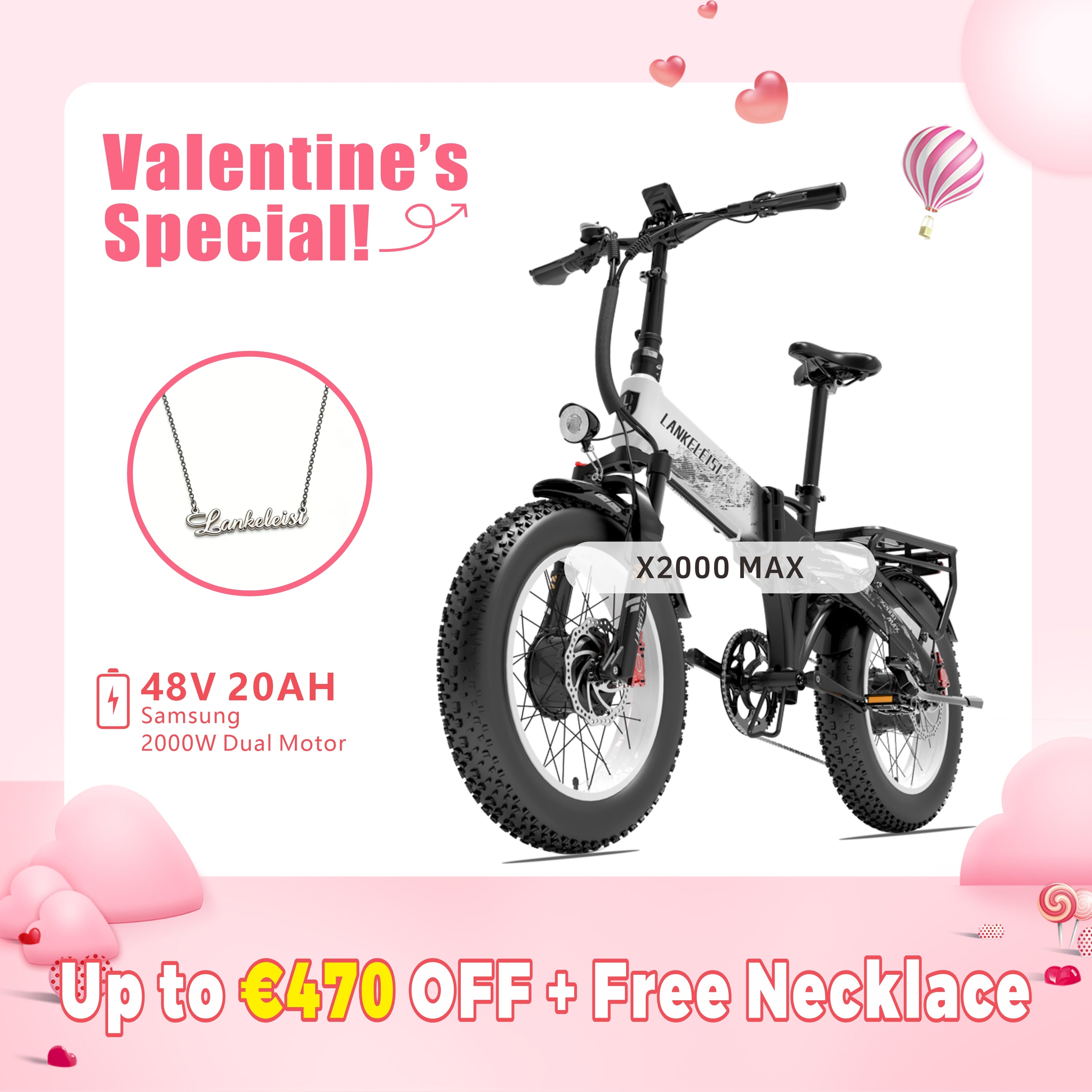 【Pre-vendita】LANKELEISI X2000 MAX Bici Elettrica Pieghevole (nuovi arrivi)