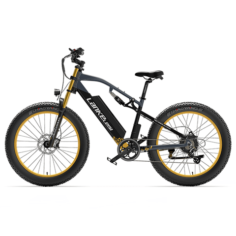 Mountain bike elettrica LANKELEISI RV700 Fat Bike, quadretti robusti e telaio resistente, pronta per avventure su terreni difficili.