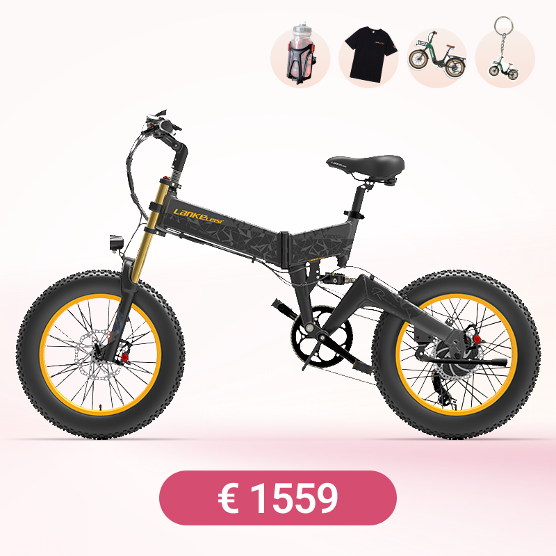 LANKELEISI X3000Plus-UP Bicicletta elettrica da neve con pneumatici grassi
