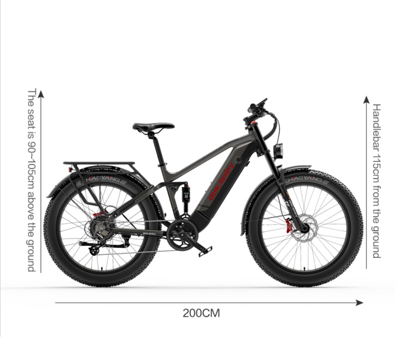 Dukawey Silvertip8 1000W 26” Fat Bike Mountain E-Bike