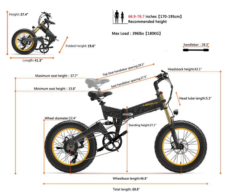 Dimensioni della bici elettrica LANKELEISI X3000Plus-UP