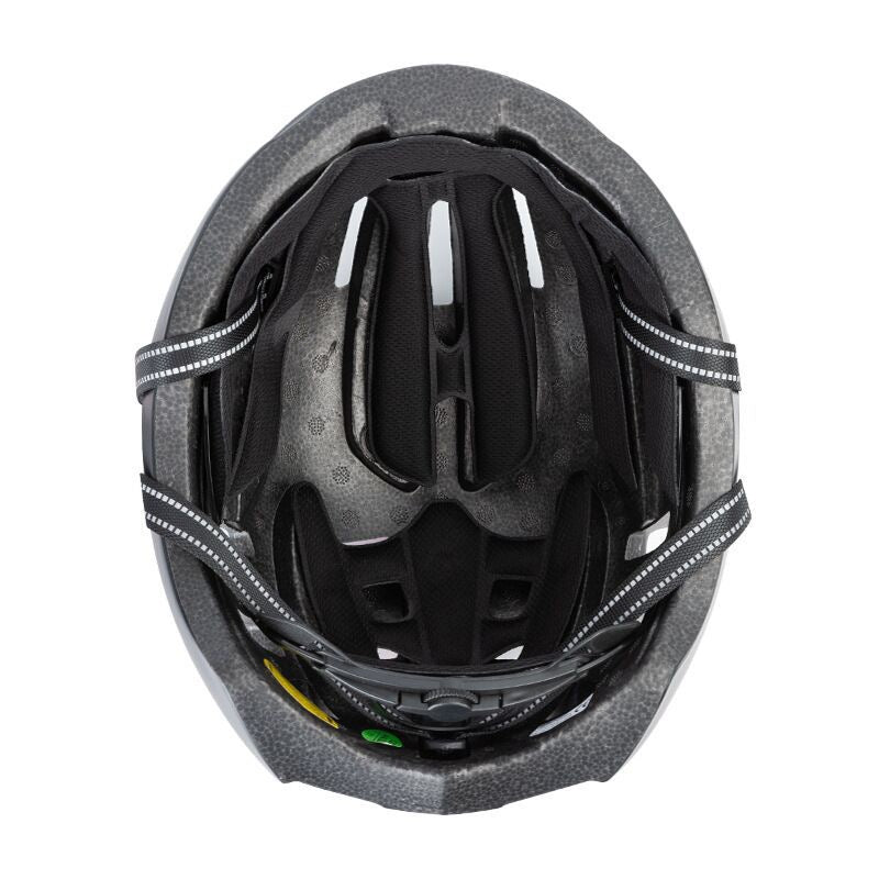 LANKELEISI E-Bike helmet in black with adjustable straps and ventilation for safety and comfort during cycling.